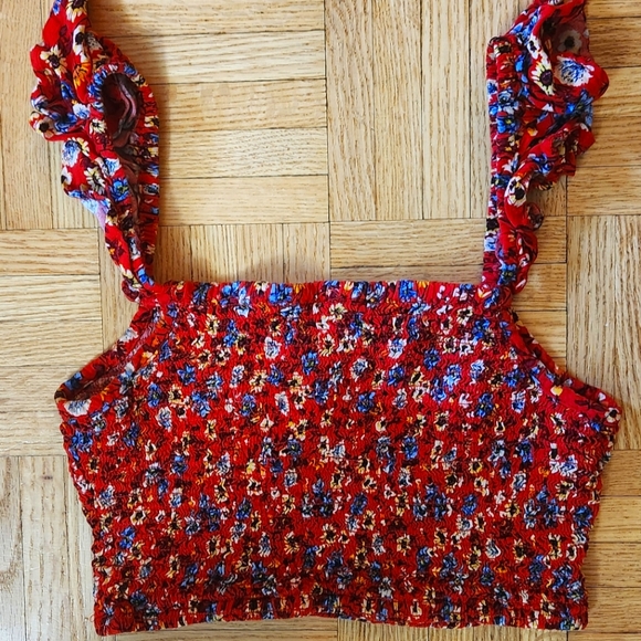 Flower pattern cropped top summer matching shorts set - Picture 4 of 4
